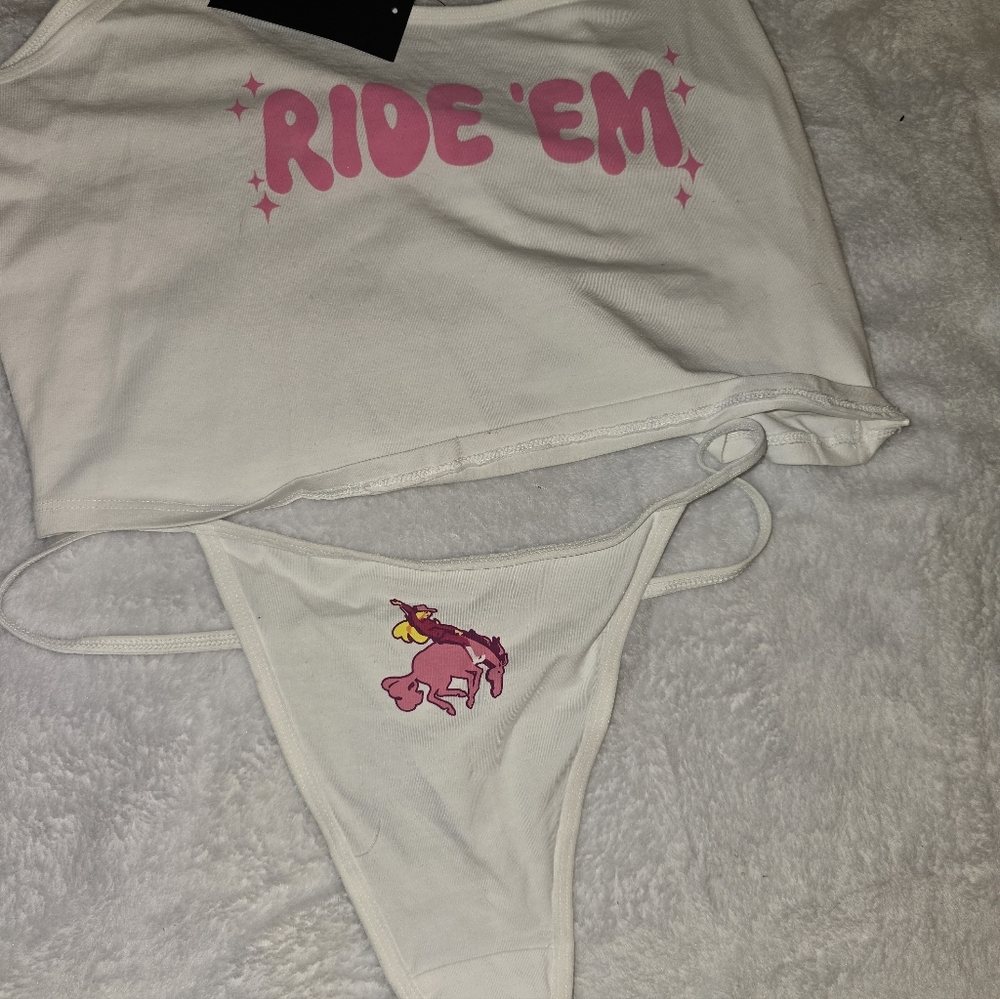 Woman’s White and Pink Graphic Tee - Picture 3 of 5